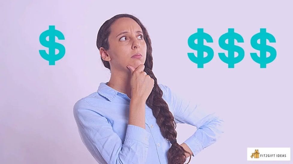 woman thinking how much money or check to write for wedding gift